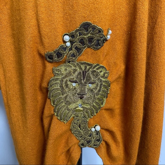 Ella Singh Orange Silk Cashmere Sweater Dress - Picture 4 of 12